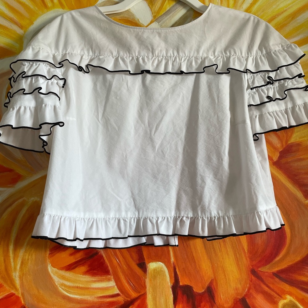 White Ruffled Women's Top